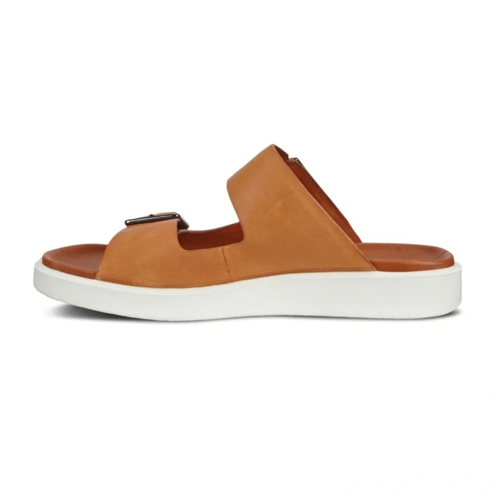ECCO FLOWT LEATHER SANDAL SLIDE DOUBLE BUCKLE​​​​‎